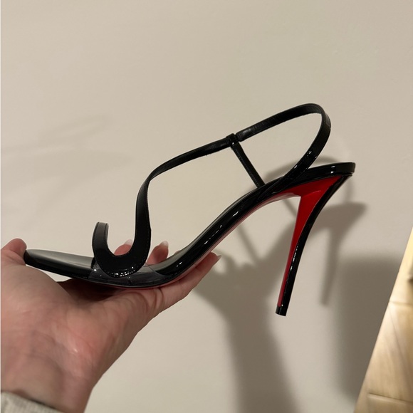 Christian Louboutin Black Patent Strappy Heels - Picture 4 of 15